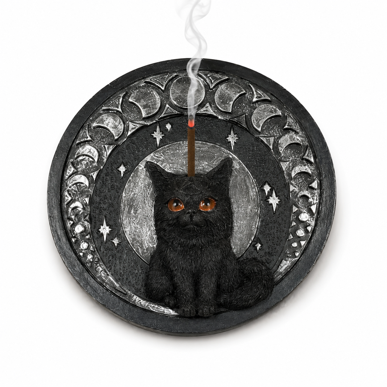 Black Cat With Moons Incense Burner