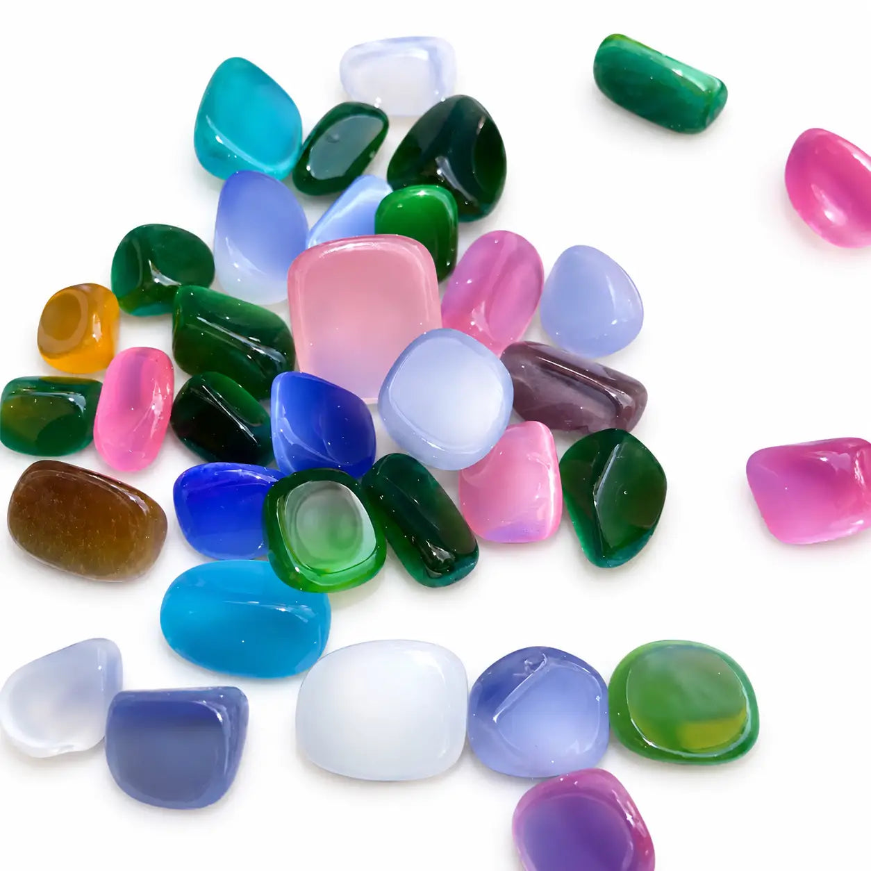 Cats Eye Tumbled Man Made Single Piece .5" - 1" Multi-Color