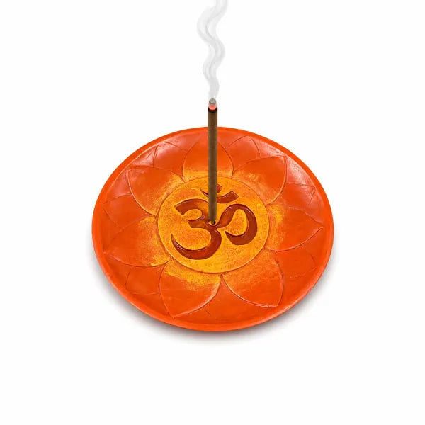 OM Orange Colored Circle Incense Burner