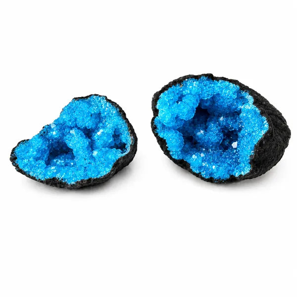 Pre-Cut Whole Dyed Blue Moroccan Sugar Geode 2" - 3"