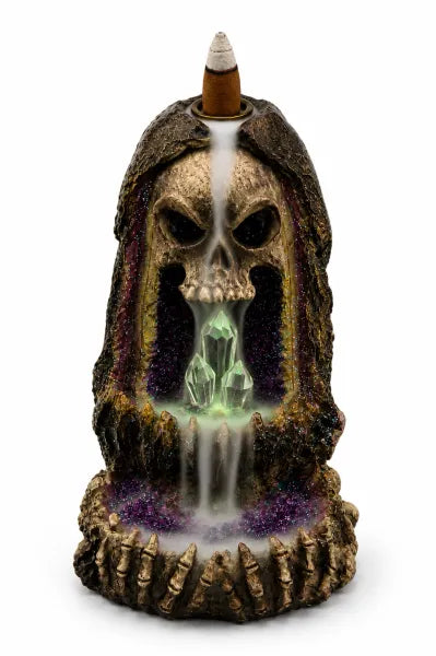 Purple Skull Crystal LED Backflow Incense Burner
