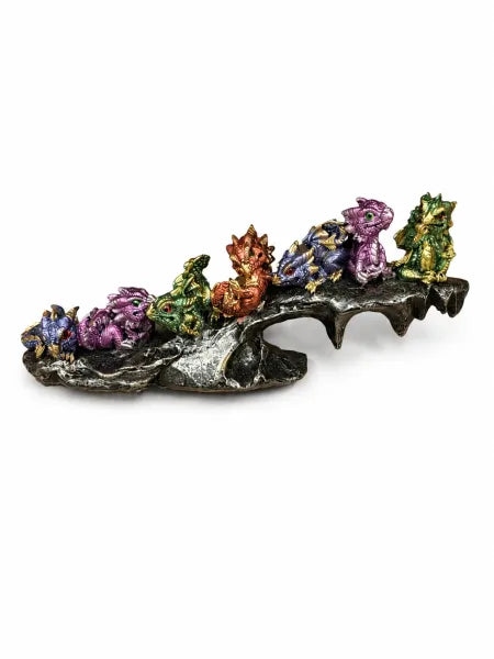 7 Baby Dragons On Rocks Figurine