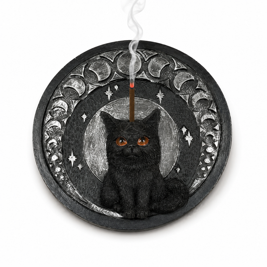 Black Cat With Moons Incense Burner