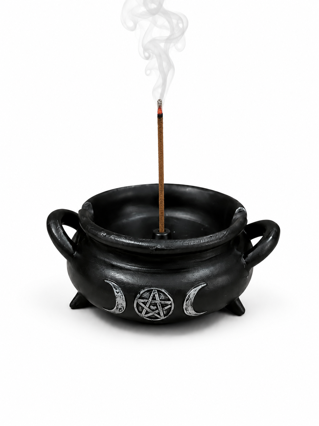 Black Cauldron Triple Moon Incense Burner