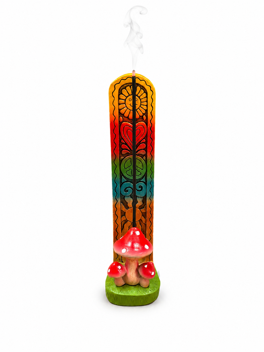 Tall Mushroom Multicolor Hippie Incense Burner
