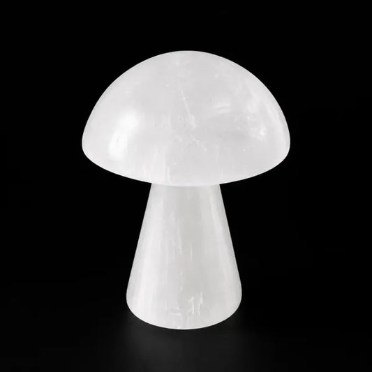 Selenite Mushroom Carving Figurine 3"