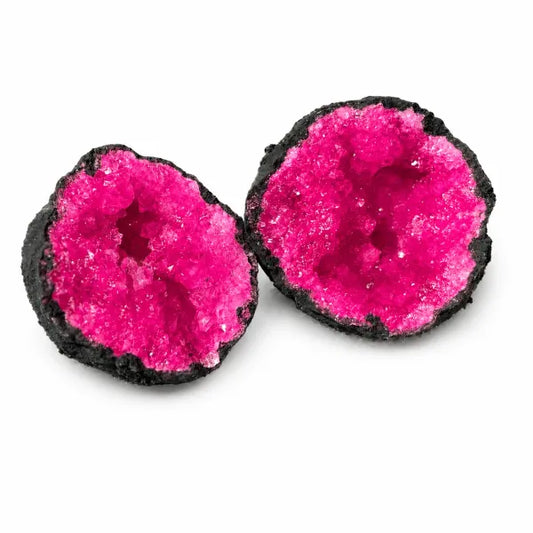 Pre-Cut Whole Dyed Pink Moroccan Sugar Geode 2" - 3"