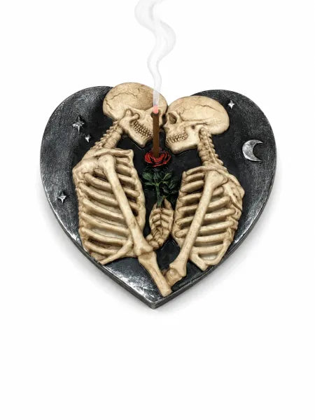 Skeleton Lovers Heart Incense Burner