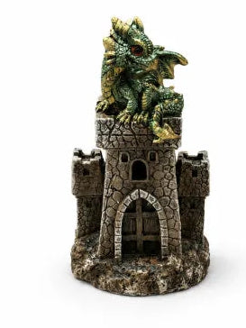 LED Green Dragon On Castle Figurine