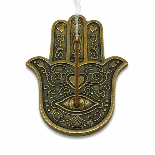 Copper Colored Hamsa Hand Flat Incense Burner