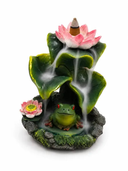 Frog & Pink Lotus Backflow Incense Burner