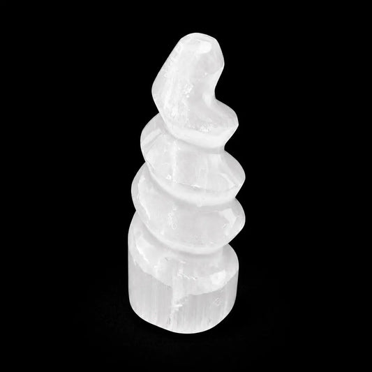 Selenite Spiral Energy Tower 4"