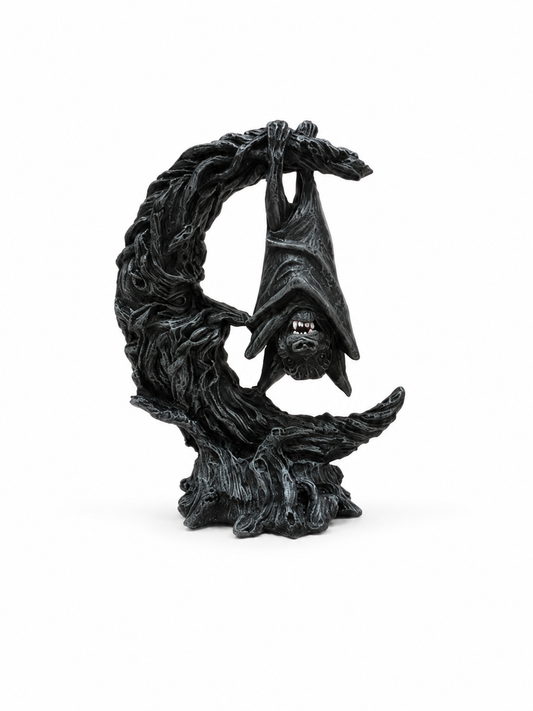 Bat Hanging On Moon Figurine