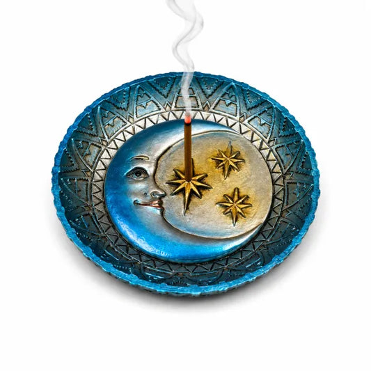 Blue Moon and Star Circle Incense Burner