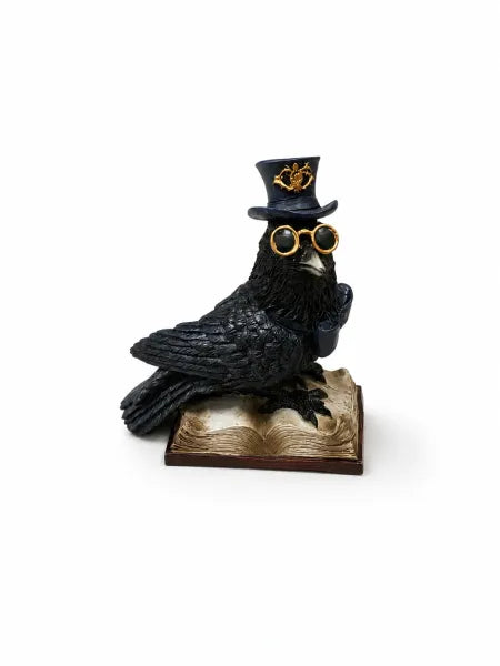 Steampunk Raven On Book Figurine