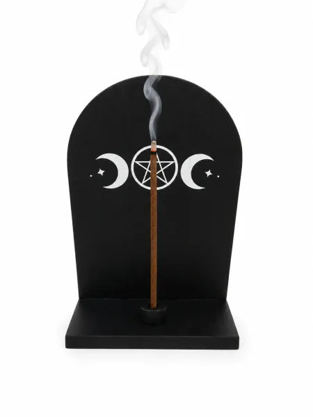 Wood Triple Moon Incense Burner