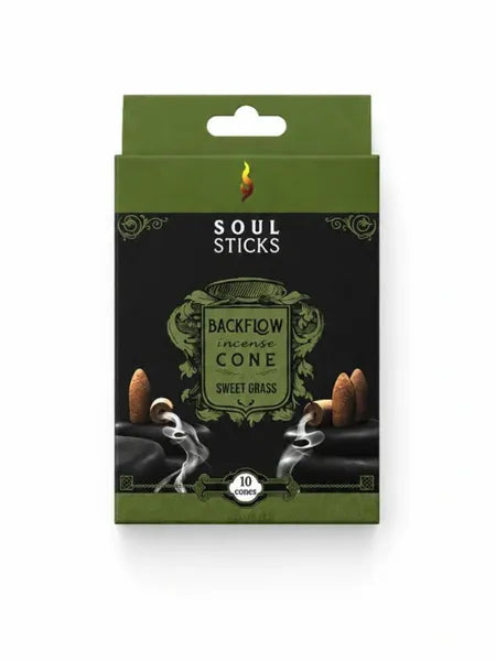 Soul Sticks Sweet Grass Backflow Incense Cones 10ct