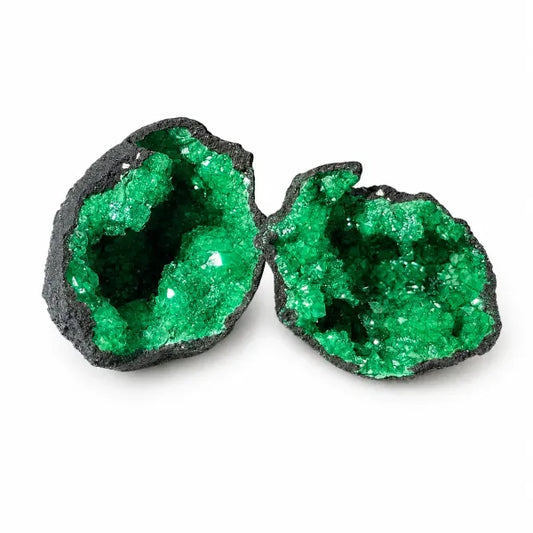 Pre-Cut Whole Dyed Green Moroccan Sugar Geode 2" - 3"