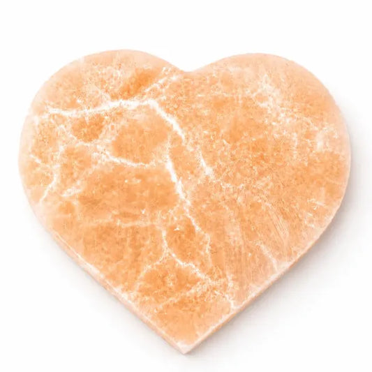 Orange Selenite Heart Charging Plate 4"