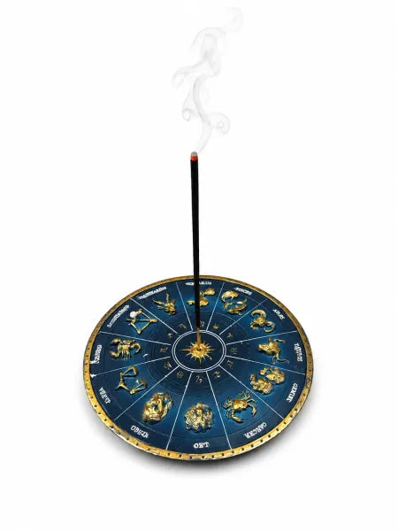 Blue Zodiac Round Incense Burner