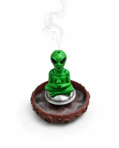 Meditating Alien On Moon Base Incense Cone Burner