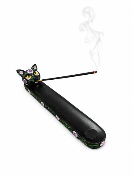 Black Day Of The Dead Cat Incense Burner