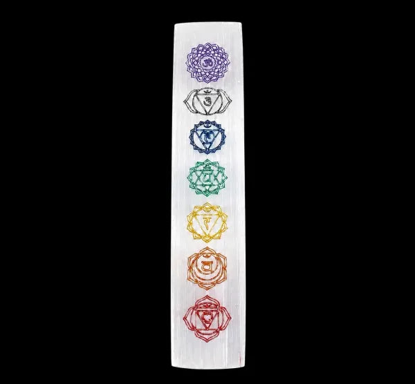 Selenite Colored Chakra Long Stick 7.5"